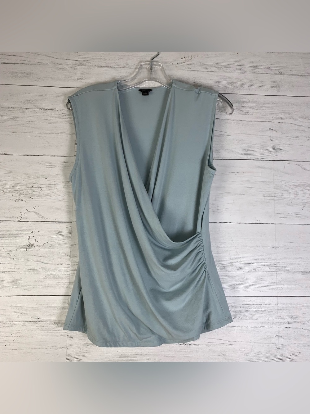 Ann Taylor light blue Draped V-Neck Sleeveless Top size L